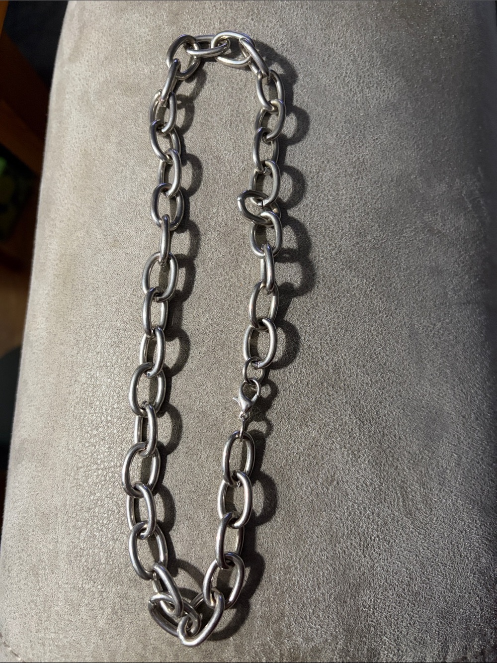Silver toned Large Link Chain Necklace - Silver
